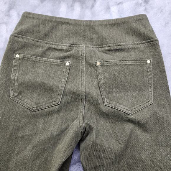 Belle by Kim Gravel Jeans Womens 4 Green Gold Zip Hem Flexibelle Pull On Skinny - Picture 5 of 16